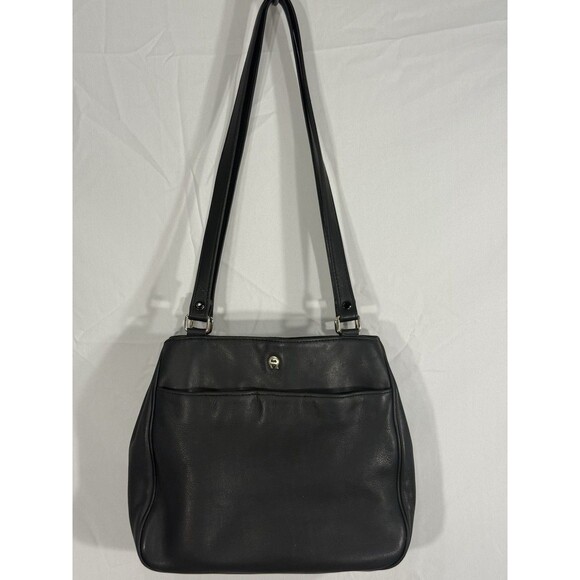 Vintage Etienne Aigner leather  Black Shoulder Bag Timeless Classy - Picture 2 of 11